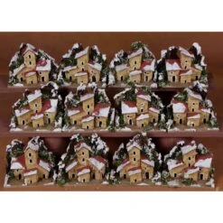 Gruppo Case Innevate Per Presepe 10x6cm