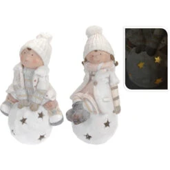 Bimbo Resina Su Sfera Con LED