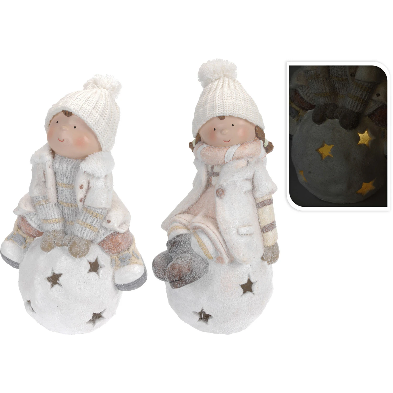 Bimbo Resina Su Sfera Con LED