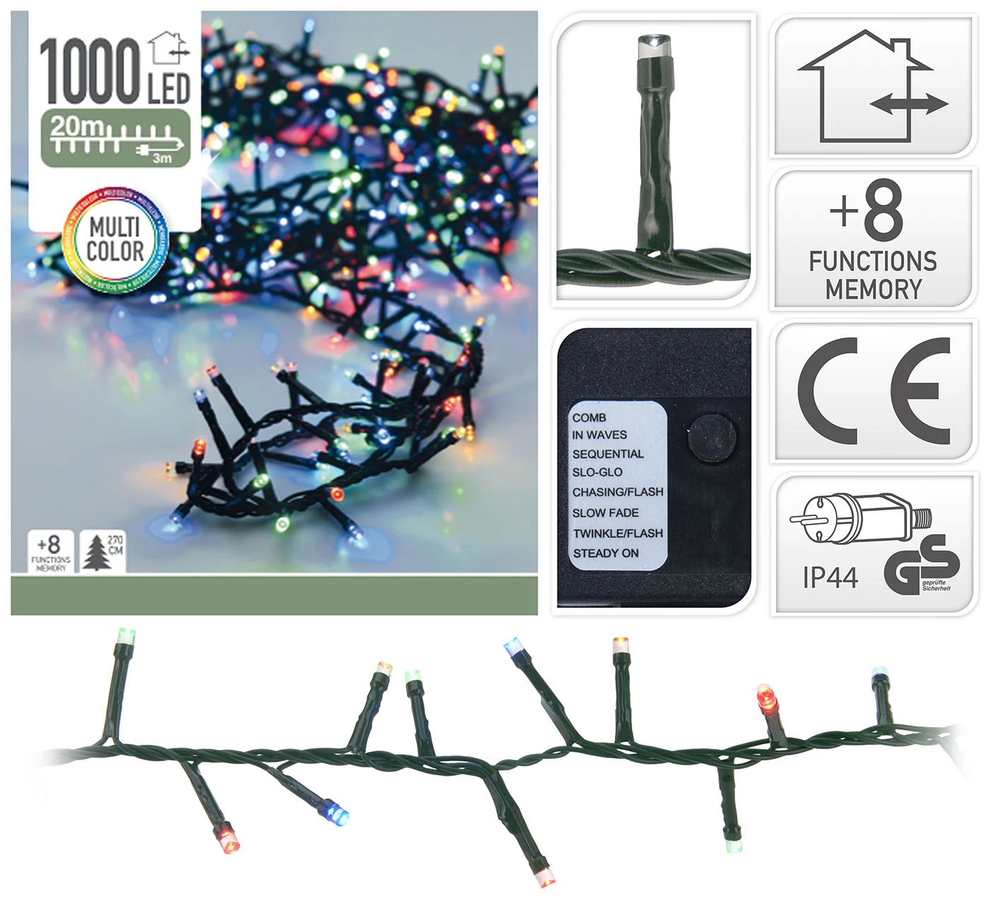 Luci Di Natale 1000 Led - Multicolor - immagine 2