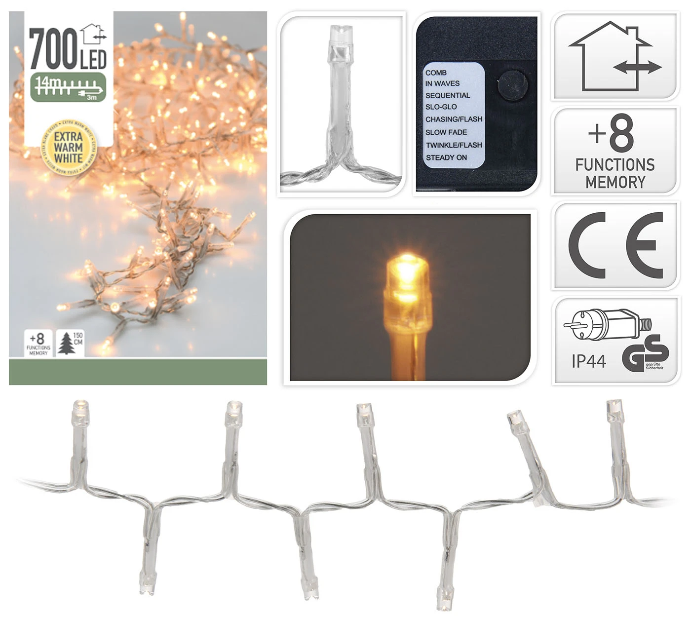 Luci Di Natale 700 Led Extra - Luce Calda