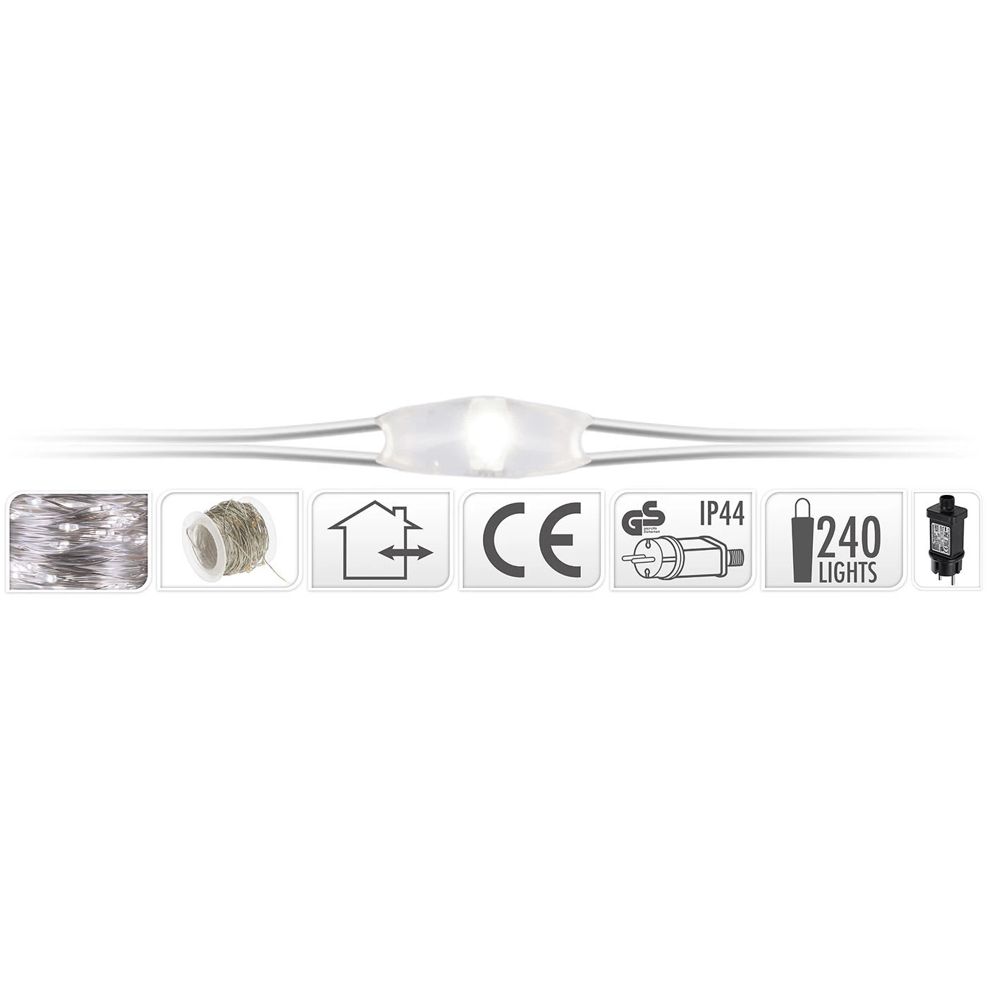 Luci Di Natale Con Cavo Di Metallo 240 MicroLed - Luce Fredda