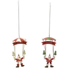 Decorazione Paracadute Metallo Con Babbo Natale