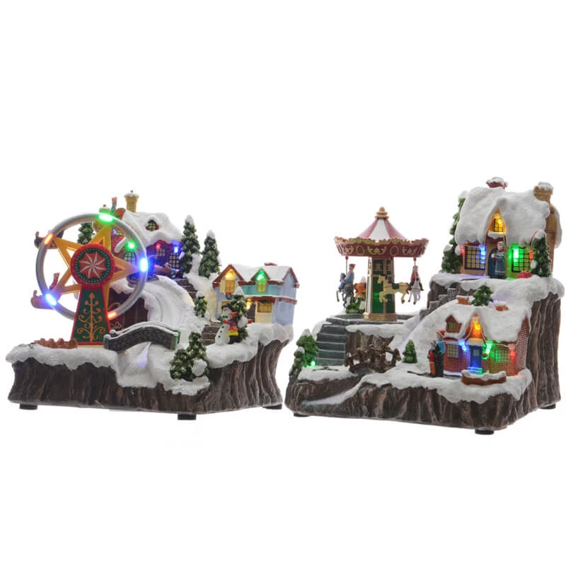 Scena Natalizia Villaggio Natalizio In Movimento