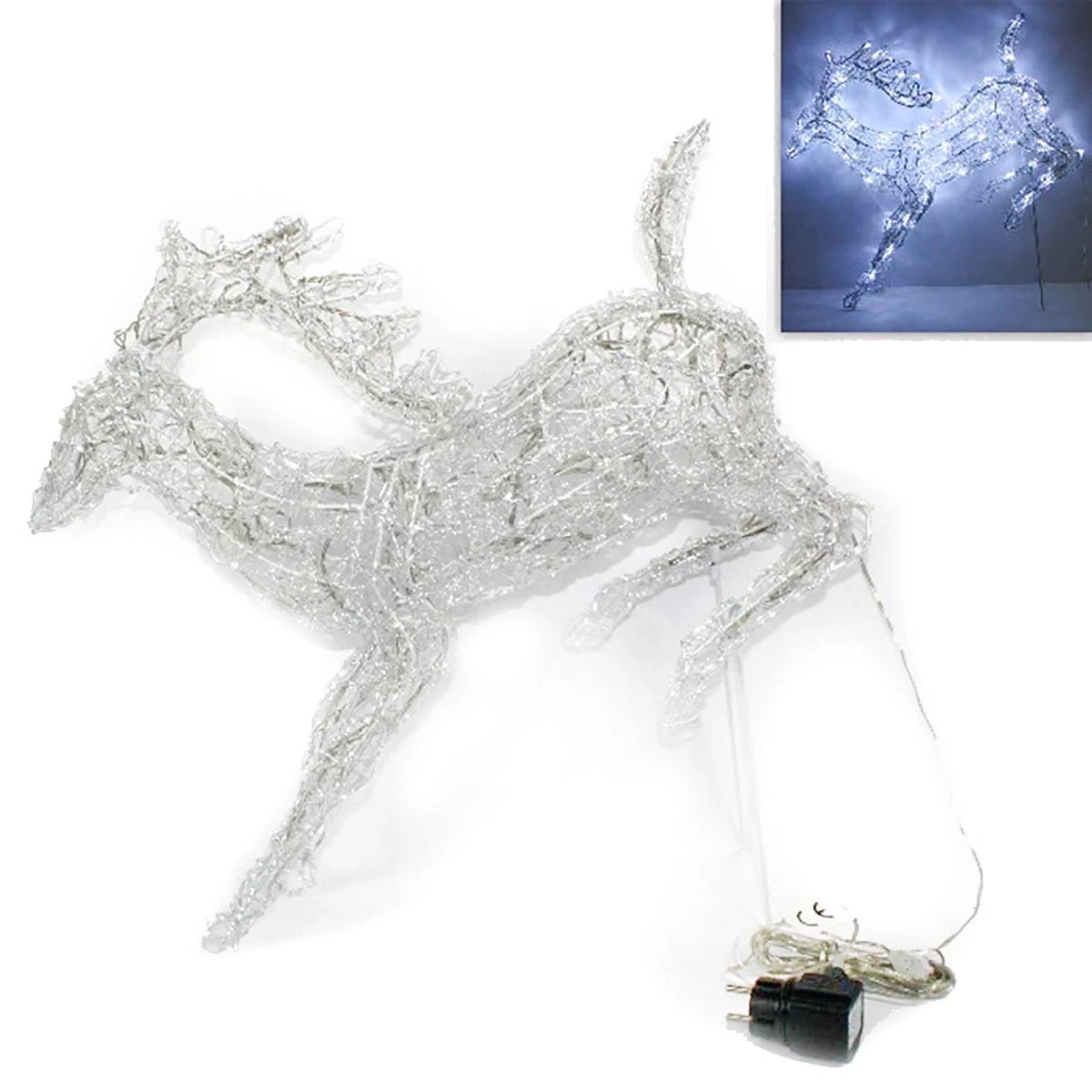 Renna Luminosa 58cm Bianco Freddo 80 LED