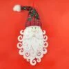 Viso Di Babbo Natale Con Cappello Scozzese Da Appendere 45 Cm