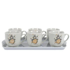 Set 6 Tazzine E Vassoio Con Decorazioni Natalizie
