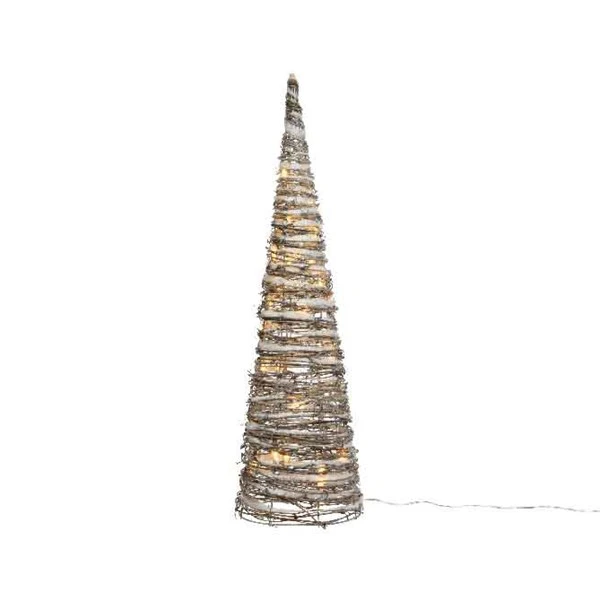 Albero Di Natale A Piramide In Rattan Con LED 120 Cm