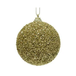 Pallina Natalizia 80mm Oro Con Decorazione Glitter