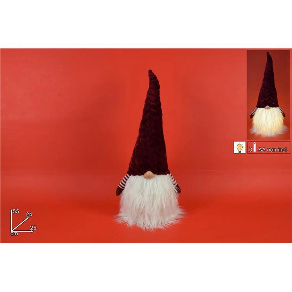 Gnomo Di Natale Con Luce 55cm - immagine 2