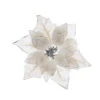 Addobbo Floreale Poinsetia Con Clip 30cm Bianco/Argento