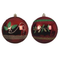 Pallina Natalizia 100mm Rossa Con Decorazione