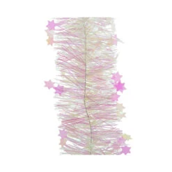 Filo Decorativo Natalizio Con Stelline 270cm Bianco Rosa