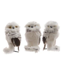 Addobbo Natalizio Gufetto Piuma 12cm