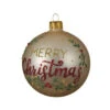 Pallina Natalizia 80mm In Vetro Oro Con Scritta Glitter