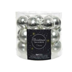 24 Palline Natalizie 25mm In Vetro Argento