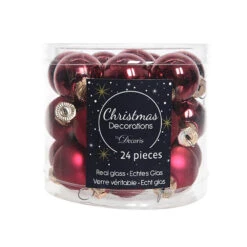 24 Palline Natalizie 25mm In Vetro Bordeaux