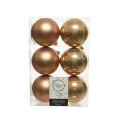 6 Palline Natalizie 80mm Infrangibili Caramello