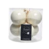 6 Palline Natalizie 80mm In Vetro Crema