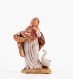 Pastorella Con Oca Per Presepe 12cm