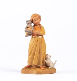 Bimba Con Gatti Per Presepe 12cm