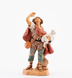 Pastore Con Pecora In Braccio Per Presepe 12cm