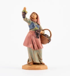 Pastorella Con Uva Per Presepe 12cm
