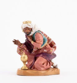 Re Magio Moro A Piedi Per Presepe 19cm