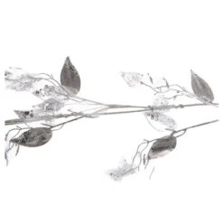 Ghirlanda Natalizia Foglie Pendenti Da 120cm Bianca Argento