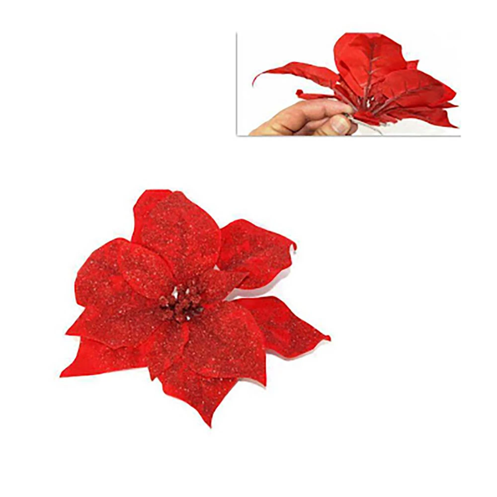 Addobbo Floreale Stella Di Natale 20cm Rosso