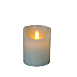 Candela In Cera Rustica Avorio Con Led Effetto Fiamma E Timer 10 Cm