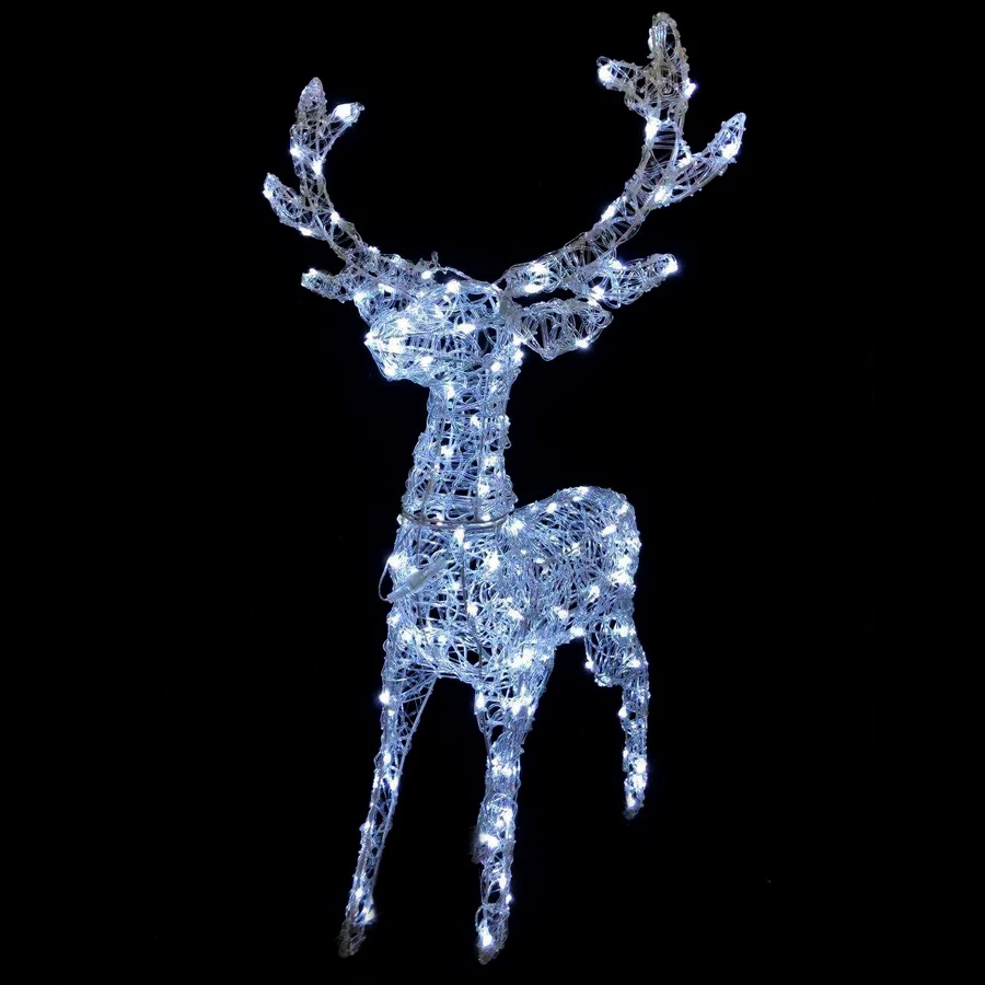 Renna 3D In Acrilico 160 LED Luce Fredda 110 Cm