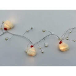 Catena Luminosa Con 10 Cappelli Lana Avorio Con Perline LED A Batteria
