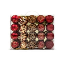 20 Palline Natalizie 60mm Infrangibili Rosse E Oro