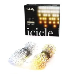 Twinkly Icicle Gold Edition Tenda 190 Led Ambrato E Bianco AWW Con Cavo Trasparente