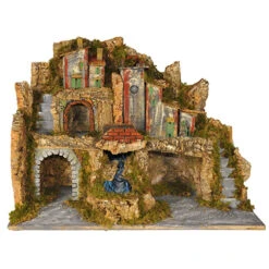 Presepe Con Luci E Cascata Ad Acqua C/ Pompa 60x34x44 Cm