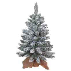 Flora Mini Albero Di Natale Innevato Con Base Foderata In Juta 60 Cm