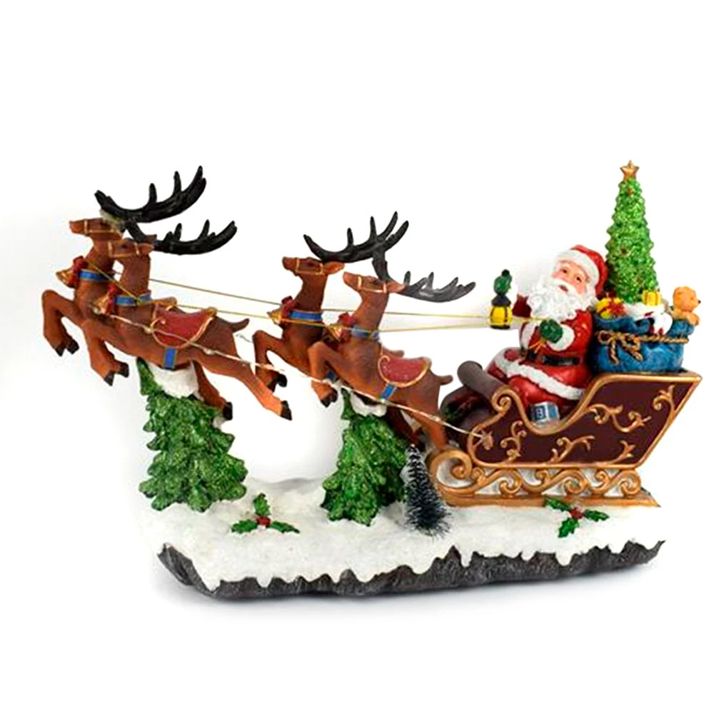 Slitta Di Babbo Natale Con Renne Luci Suoni E Movimenti
