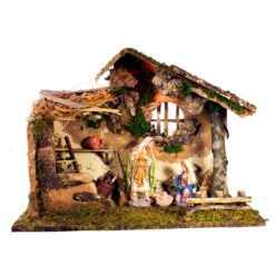 Capanna Presepe Con Luce E Natività 50x26x37 Cm