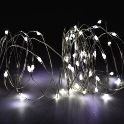 Prequ Catena Luminosa, 50 Nano Led, 4,9 Metri, Luce Fredda, Luce Fissa, Cavo Modellabile, A Batteria