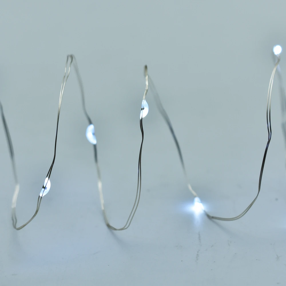 Prequ Catena Luminosa, 20 Nano Led, 1,9 Metri, Luce Fredda, Luce Fissa, Cavo Modellabile, A Batteria