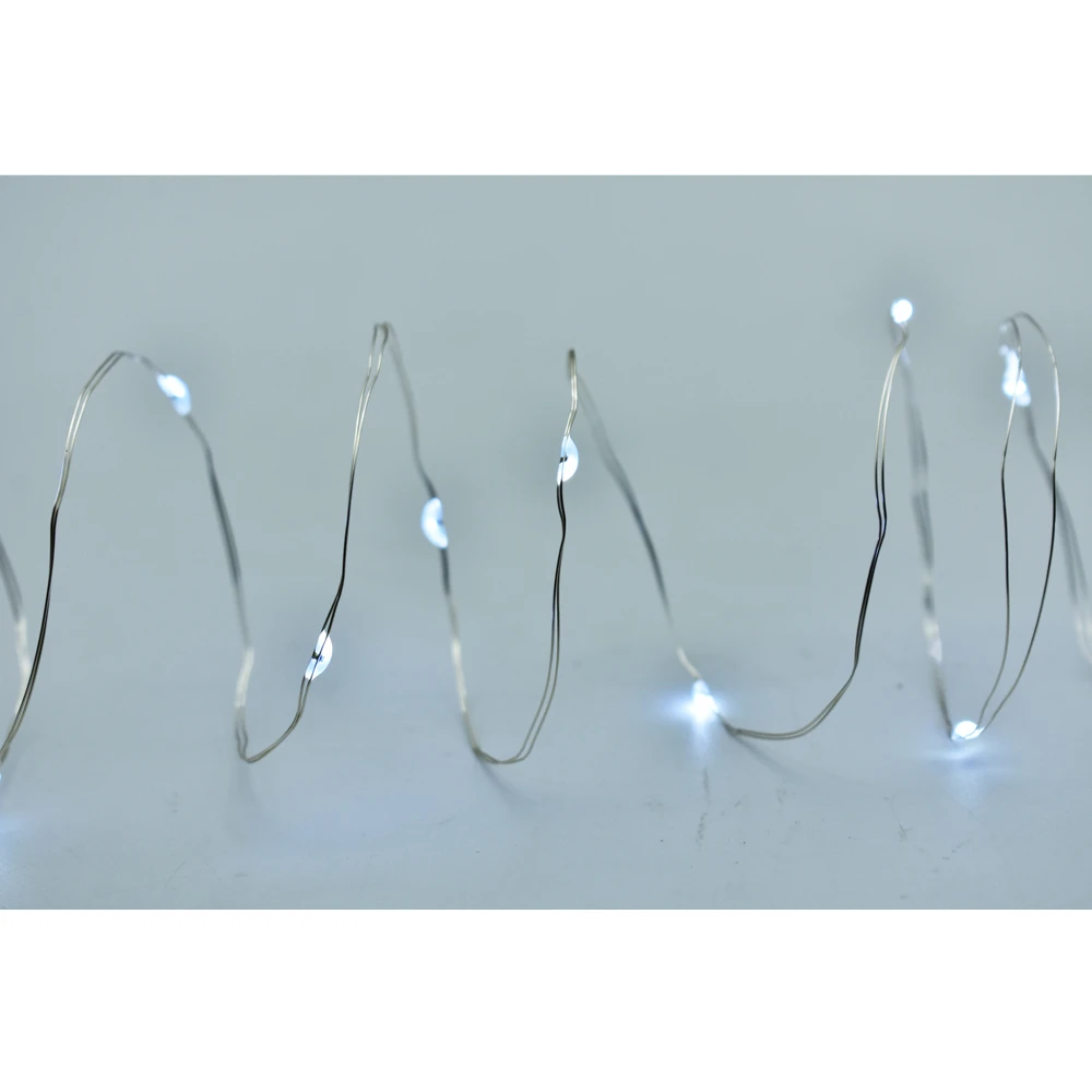 Prequ Catena Luminosa, 20 Nano Led, 1,9 Metri, Luce Fredda, Luce Fissa, Cavo Modellabile, A Batteria - immagine 2