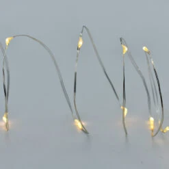 Prequ Catena Luminosa, 20 Nano Led, 1,9 Metri, Luce Calda, Luce Fissa, Cavo Modellabile, A Batteria