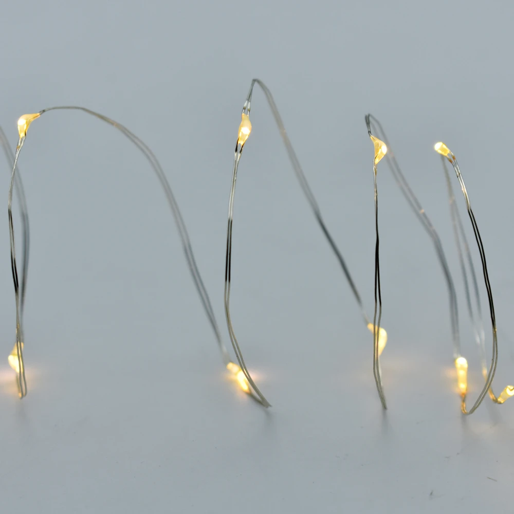 Prequ Catena Luminosa, 20 Nano Led, 1,9 Metri, Luce Calda, Luce Fissa, Cavo Modellabile, A Batteria