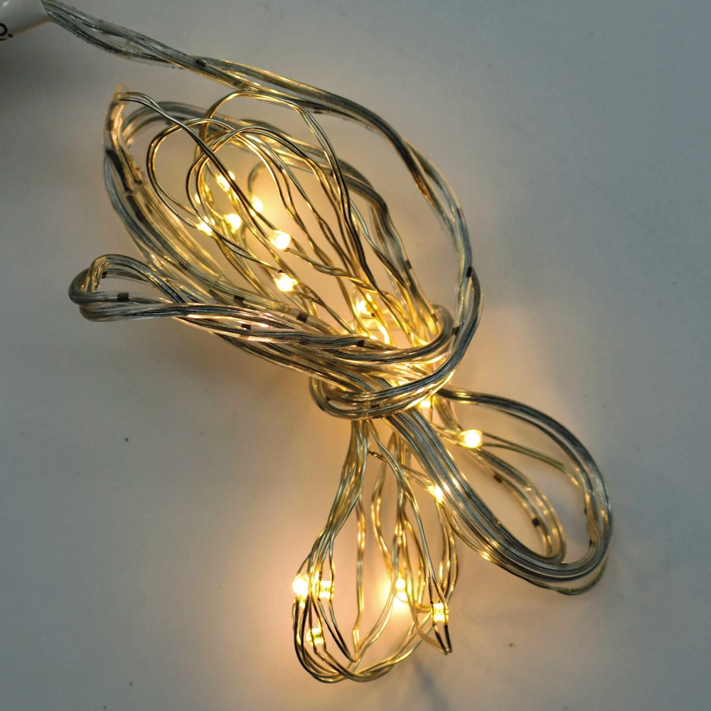 Prequ Catena Luminosa, 20 Nano Led, 1,9 Metri, Luce Calda, Luce Fissa, Cavo Modellabile, A Batteria - immagine 2