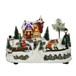 Villaggio Natalizio Bambini Che Sciano Luci A LED 31 Cm